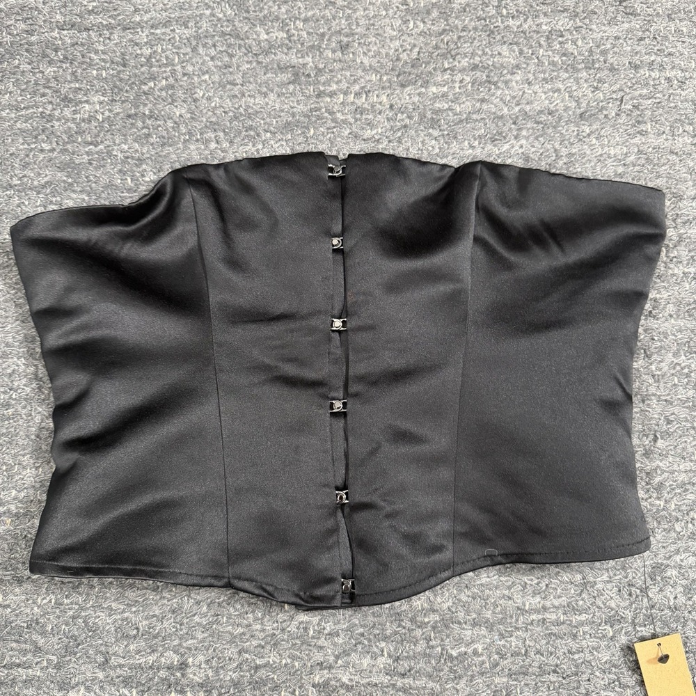 Reformation Jaclyn Satin Corset Top 4 Black Boned Goth Club Dance Date Night